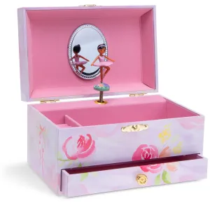 Jewelkeeper Girl's Musical Jewelry Storage Box with Pullout Drawer, Ballerina and Roses