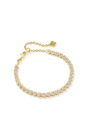 Kendra Scott Emery Tennis Gold White Crystal Bracelet