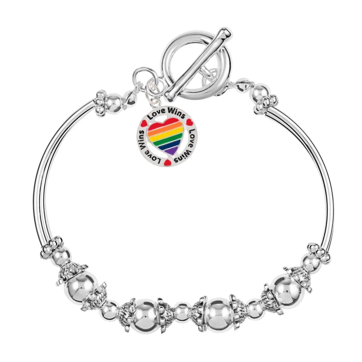 Love Wins Circle Rainbow Round Heart Partial Beaded Bracelets