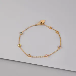 Multi Color Brilliant Bezel 14K Gold Vermeil Bracelet