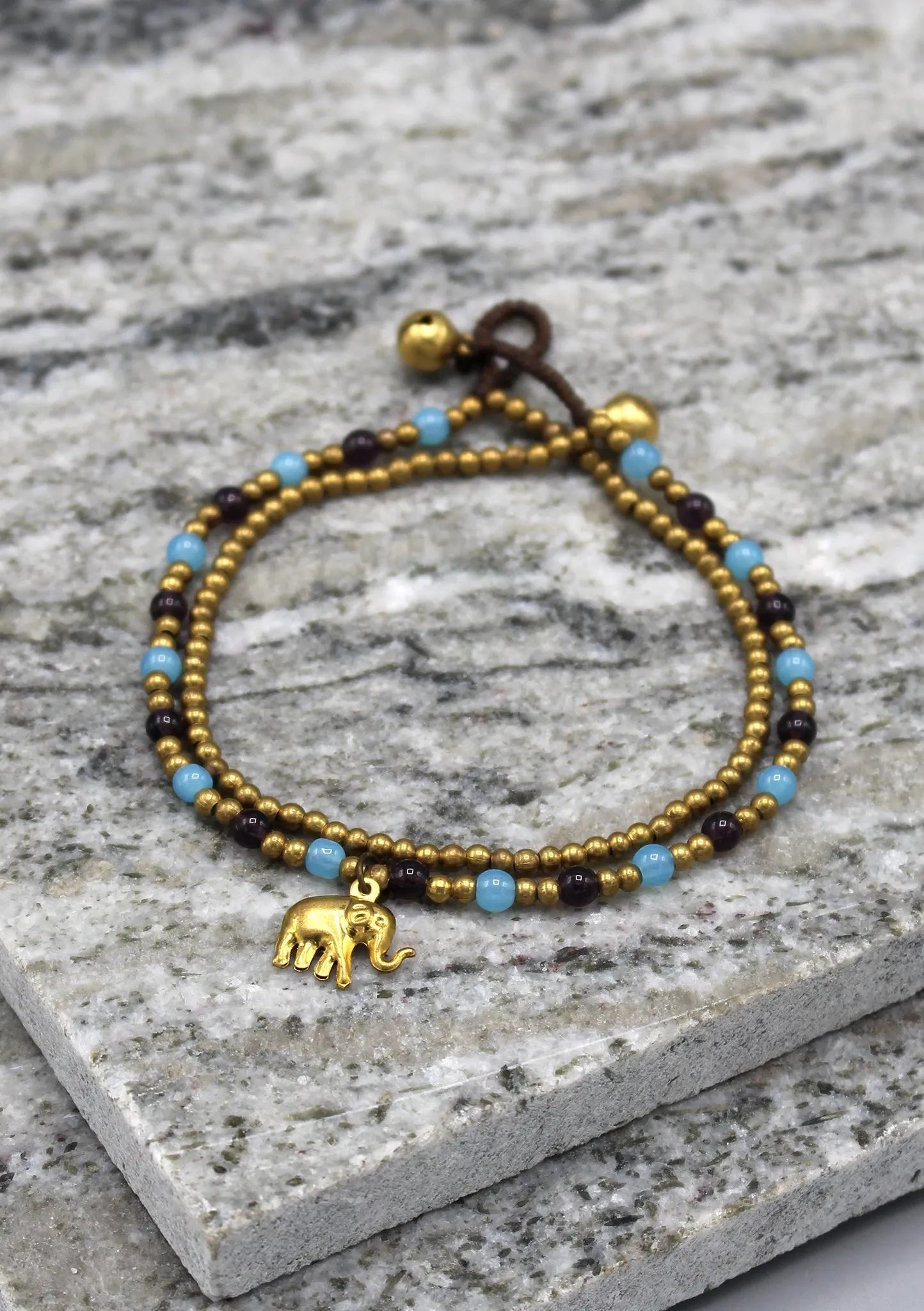 Multicolor Glass and Brass Beads Summer Anklet