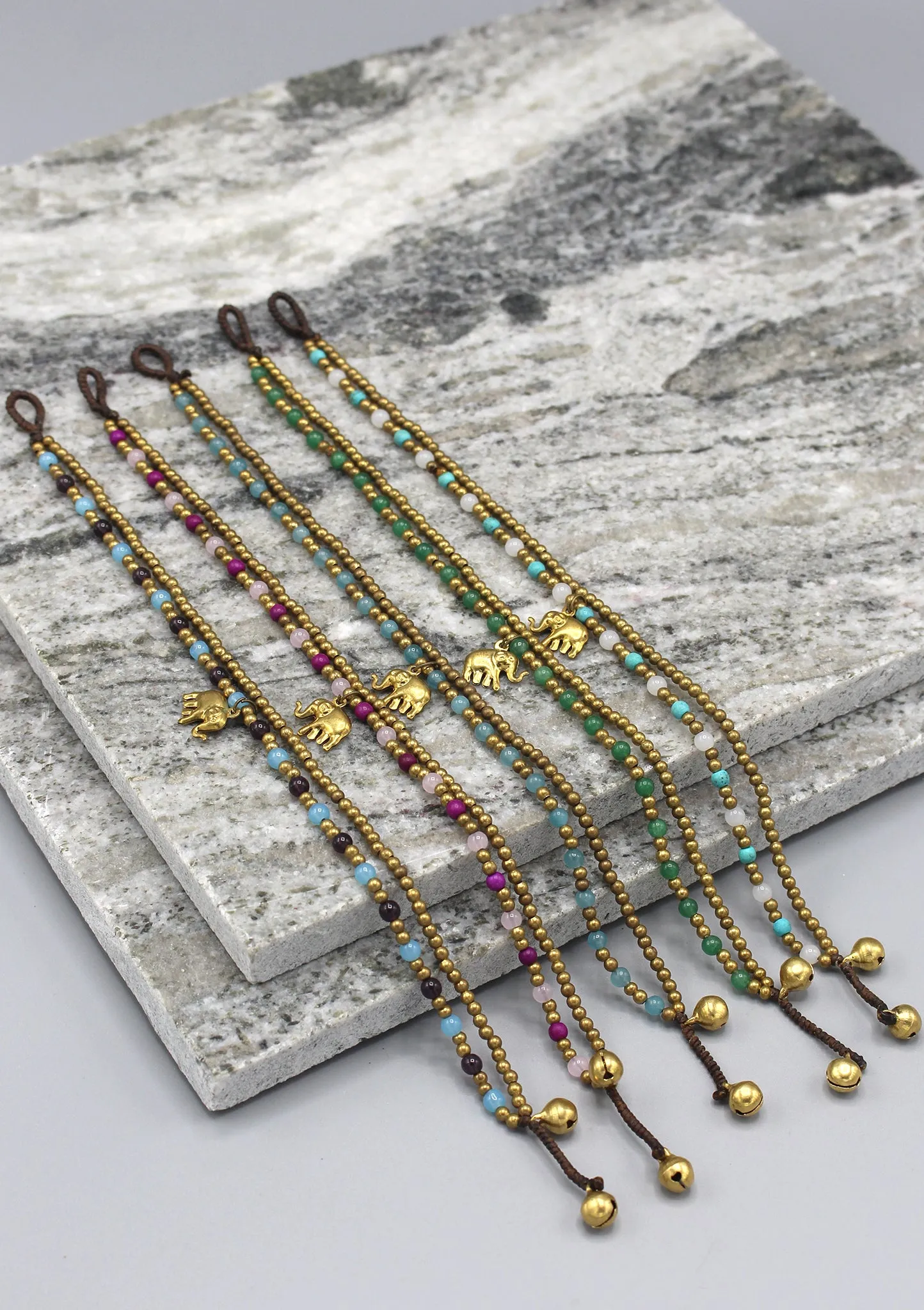 Multicolor Glass and Brass Beads Summer Anklet