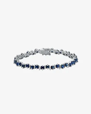 Princess Staggered Dark Blue Sapphire Tennis Bracelet