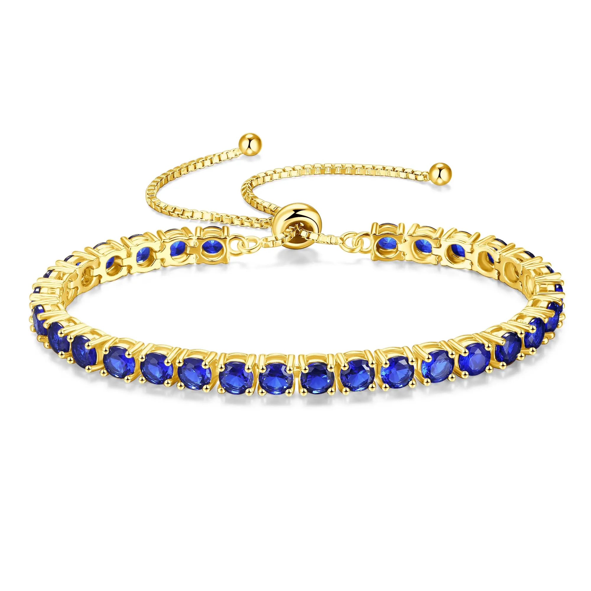 "Eternal Elegance" September Birthstone  Sapphire  Sterling Silver Tennis Bracelet Classic Bolo Chain