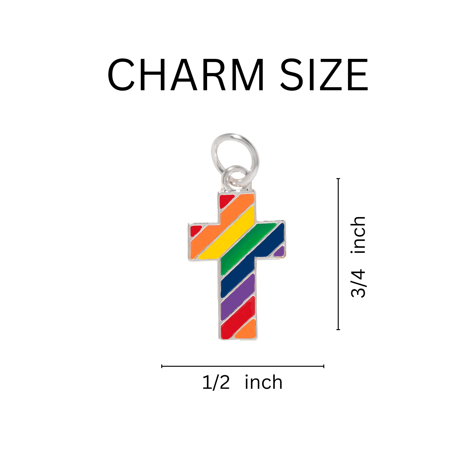 Rainbow Flag Cross Charm Silver Rope Bracelets