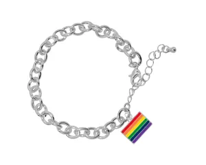 Rectangle Rainbow Gay Pride Flag Charm Bracelets