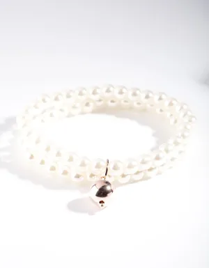 Rose Gold Pearl Multi Row Bracelet