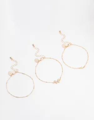 Rose Gold Pretty Butterfly Bracelets 3-Pack