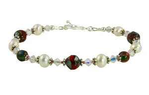 Ruby Crystal Pearl Handmade Bracelet