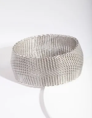 Silver Wide Mesh Bangle