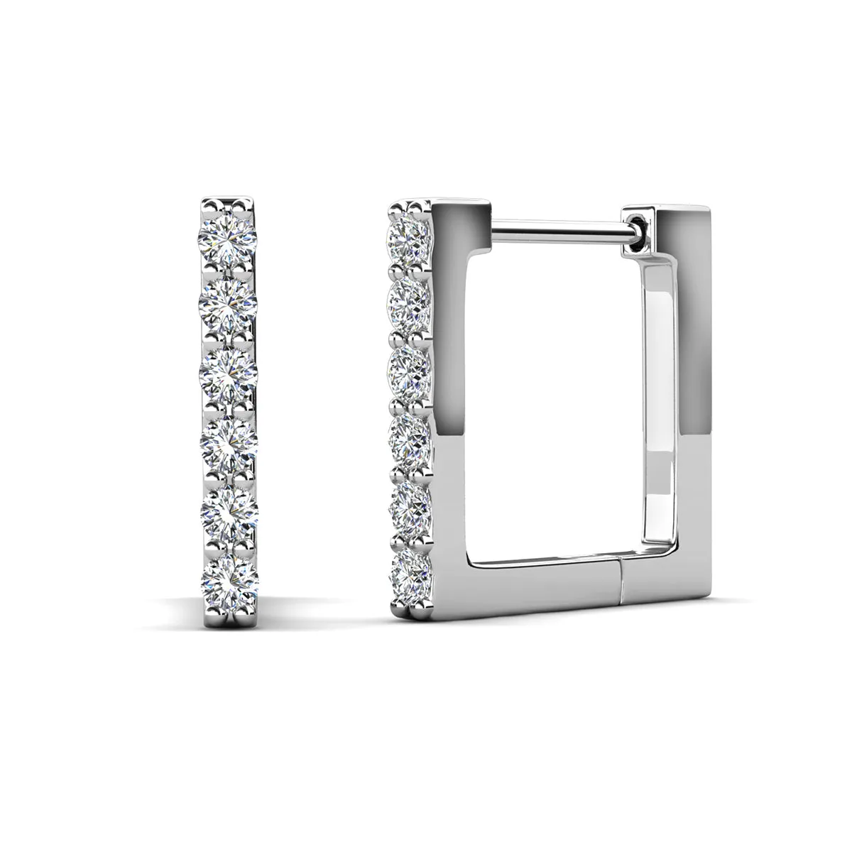 Sydney 18k White Gold Plated Crystal Hoop Earrings