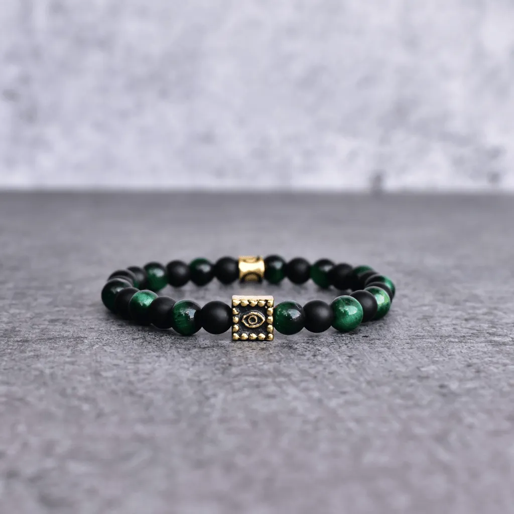 Symbolism Peace - Onyx and Green Tiger Eye Bracelets