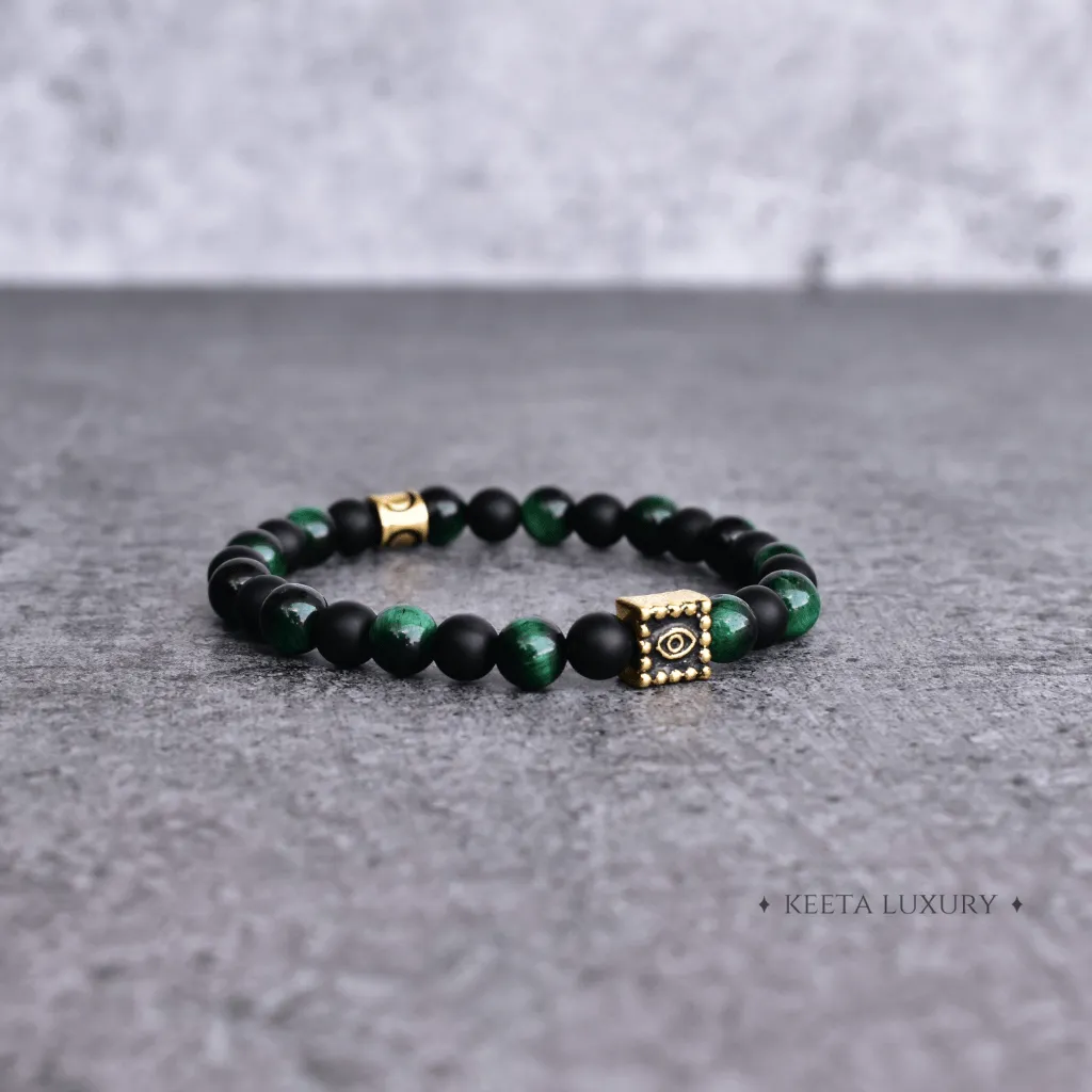 Symbolism Peace - Onyx and Green Tiger Eye Bracelets