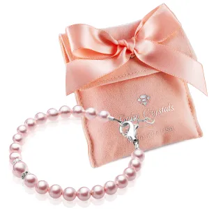 Teen Girl Bracelets with Pink Pearl & Silver Daises