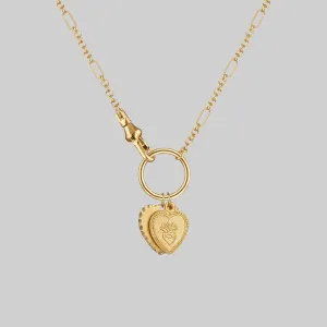 VALENTINA. Multi Heart Charm Clasp Necklace - Gold