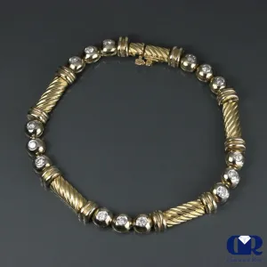 Women's Round Cut Diamond Tennis Bracelet In 14K Yellow Gold