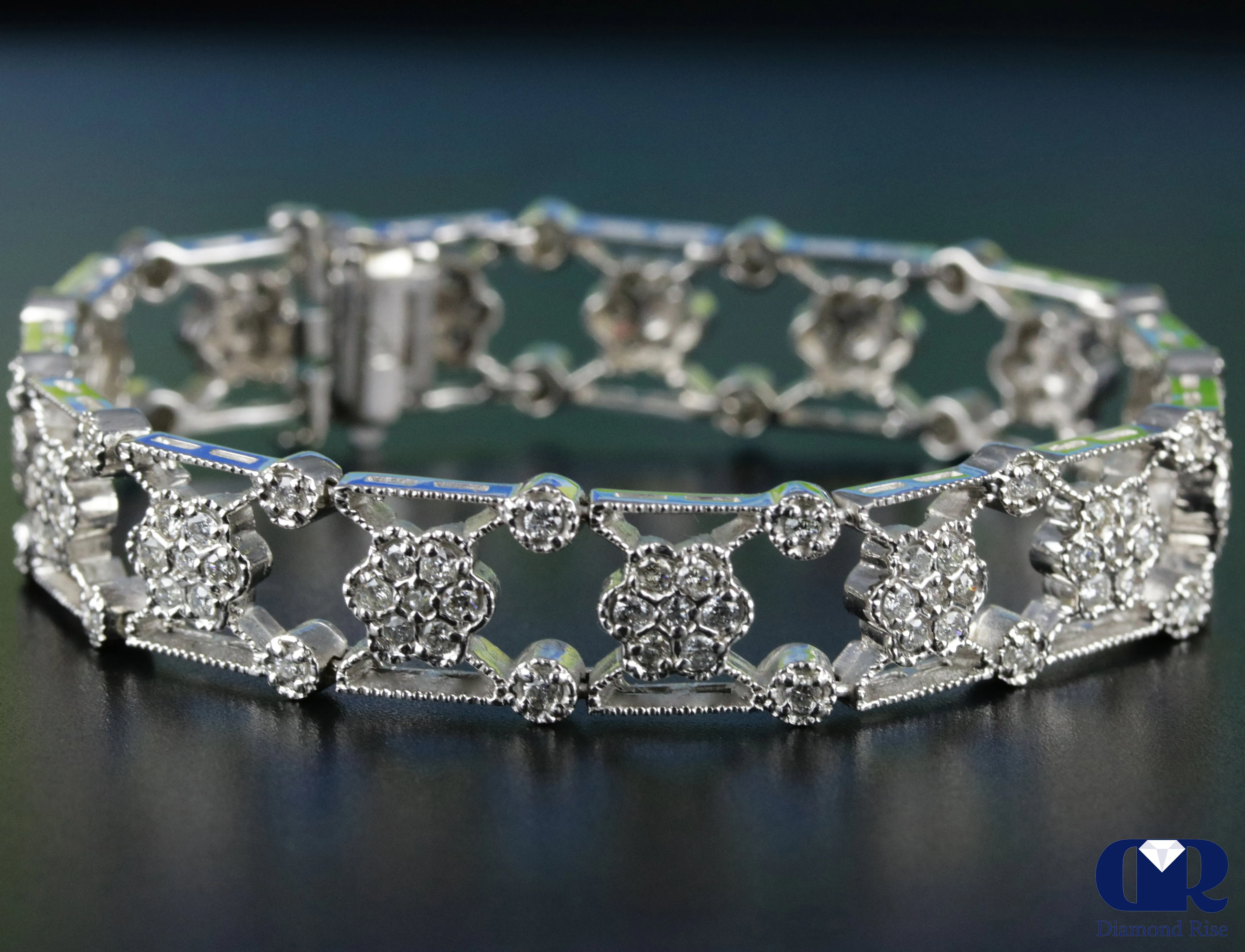 Women's vintage 3.50 Carat Round Cut Diamond Bracelet In 14K White Gold